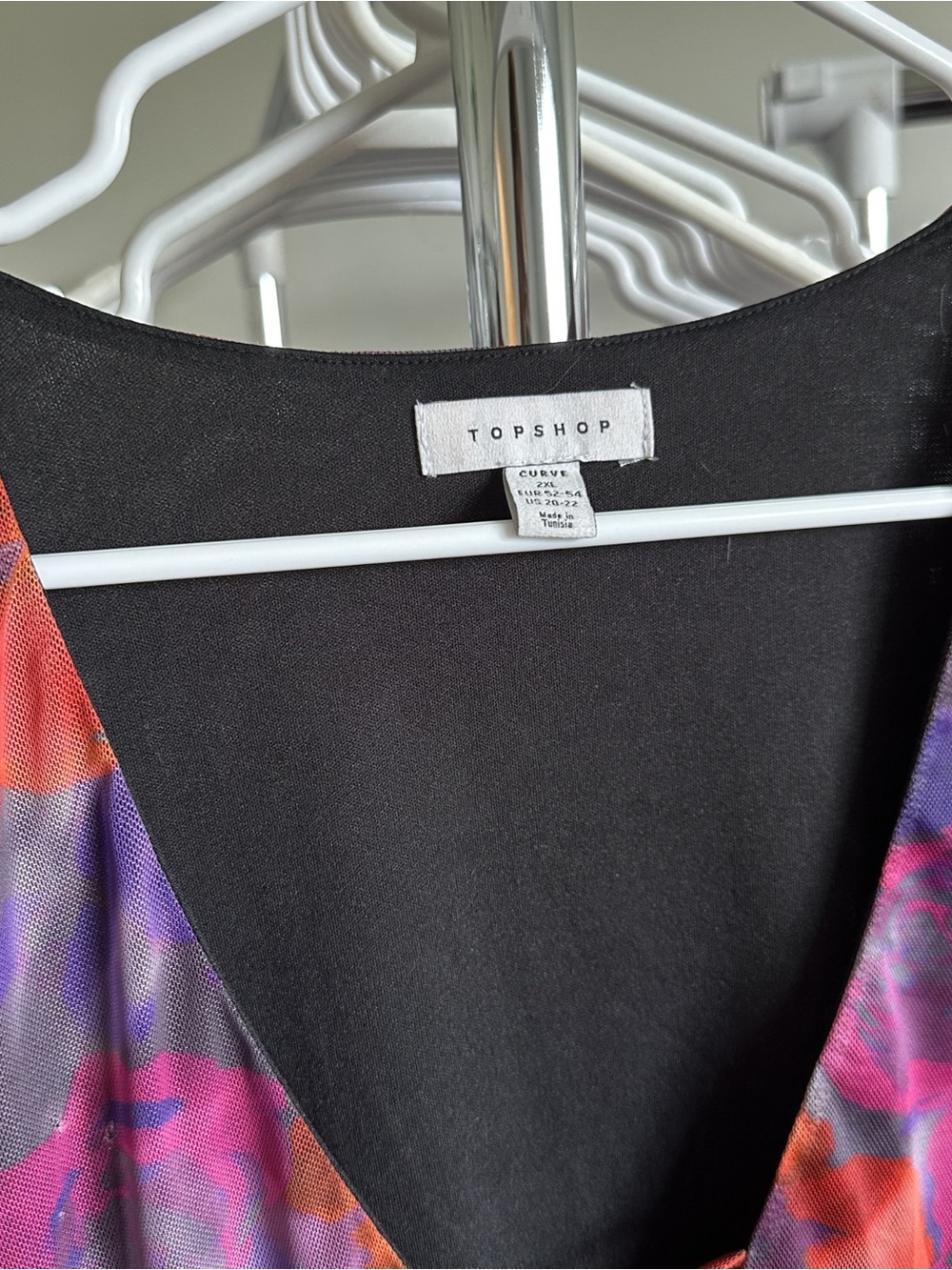 Topshop Sheer Floral Tie-Front Mini Dress - Purple, Orange, Pink - Picture 3 of 4